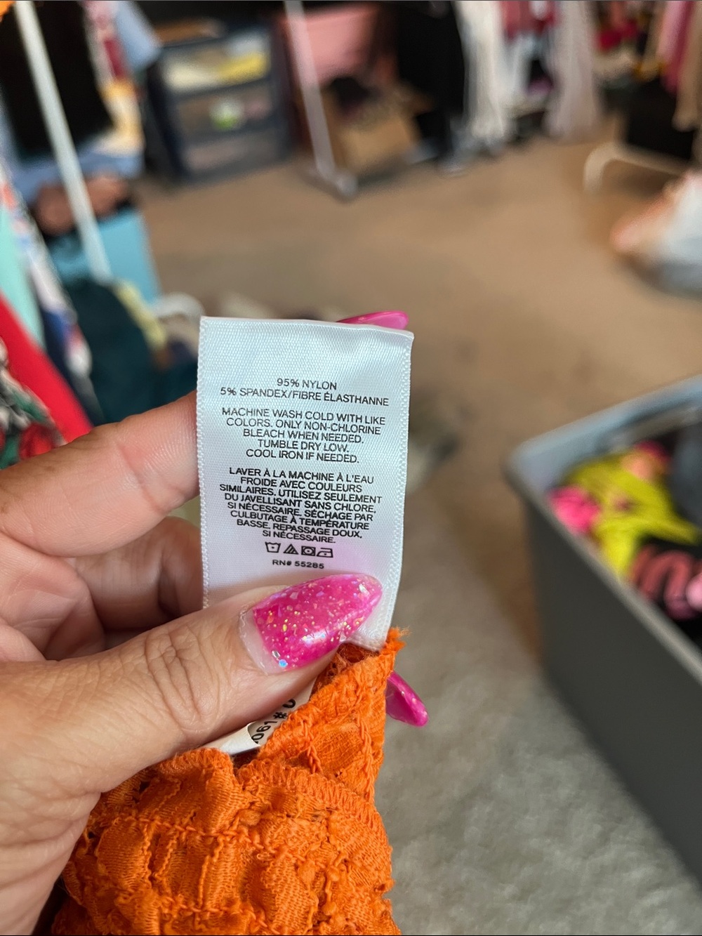 Express Orange Textured Short Sleeve Top - Picture 4 of 4